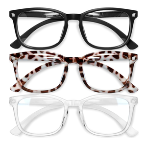 Gaoye Stylish Blue Light Glasses for Woman - Computer Glasses 99% Blue Light Blocking - Lightweight TR90 Frames - 3 pack