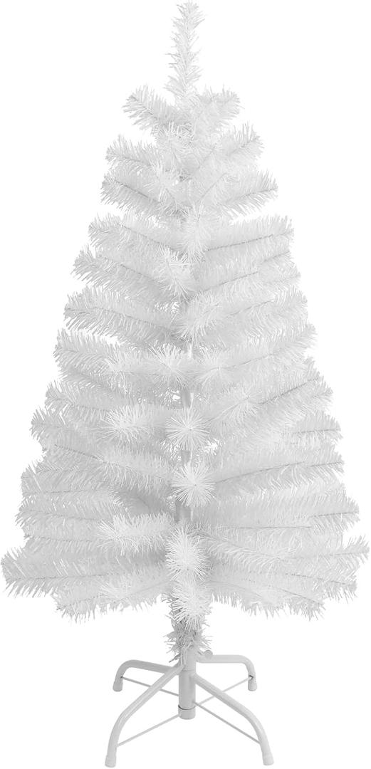 CCINEE 3Ft Artificial White Tabletop Hinged Christmas Tree with Metal Stand - 130 Branch Tips Mini Christmas Tree for Xmas Party Supplies Home Indoor Decoration