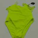 ZAFUL One Piece Bathing Suit for Women Ribbed Open Back Swimsuit Scoop Neck Cheeky Monokini Swimwear Fluorescent Green, Small