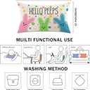 Easter Throw Pillow Covers 12x20 Inch Hello Peeps Bunny Decor Linen Cushion Case Decorations for Sofa Couch (Double Sided Printed)