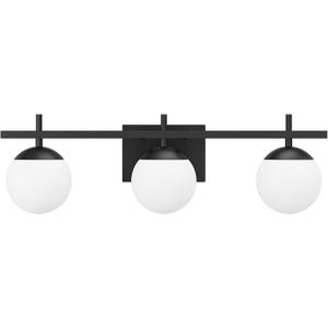 Ralbay Mid Century Modern Bathroom Vanity Lights Matte Black Milky Glass Modern Bathroom Wall Lights Over Mirror, Black 3-Light (Exclude Bulb)
