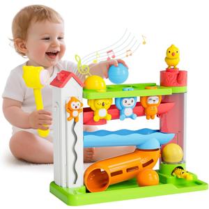 Ussybaby Toddler Musical Toys for 1+ Years Old Boy,Motor Skills Developmental Baby Toy 12-18 Months,Bilingual Toddler Learning Ball Drop Toy Birthday Gift Toys for 1 2 Year Old Boys & Girls(Green)