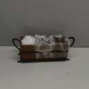 Utensil Caddy Silverware Cutlery Holder with 3 Compartment, Wooden Utensil Crock Flatware Organizers with Metal Tray, Rustic Kitchen Utensil Organizers for Farmhouse Kitchen and Countertop