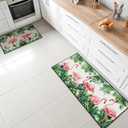 Bencailor 2 Pcs Kitchen Rugs and Mats Spring Summer Welcome Door Rugs Non Slip Washable Decorative Mats for Floor Door Home Bathroom Decor Gifts, 17 x 30 Inch and 17 x 47 Inch(Vivid Color,Nature)