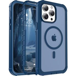 Magnetic for iPhone 14 Pro Max Case, [Compatible with MagSafe][Military Grade Drop Protection][Heavy Duty Protection][Non-Slip][Shockproof] 2-Layer Durable Bumper Phone Case 6.7''-Deep Blue