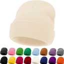 3 x ZOORON Kids Beanie Boys Girls Beanies Children Winter Hats Children Knit Warm Caps Kids Soft Beanie Cap (Beige)