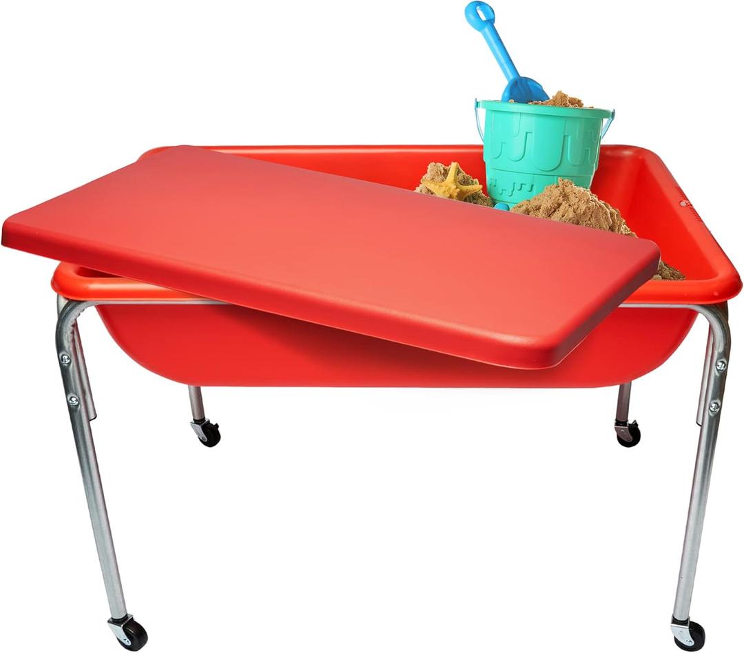 Children's Factory Medium Sensory Table  24 Height Table and Lid, Sandbox with Lid, Water Table for Kids, Red