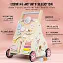 Pithfor Wooden Baby Walker, Baby Push Walker, Push Walker Toys for Babies Learning to Walk & Sit-to-Stand, with Montessori Sensory Toy & Activity Center for Girls Boys