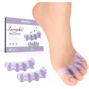 Welnove Toe Separators Spacers for Women - Toe Spacers with Lavender Extract, Toe Straightener for Women Men -Bunion Corrector Toe Stretcher for Yoga Practice - Lavender, 4 Pack Welnove Toe Separators Spacers for Women - Toe Spacers with Lavender Extract, Toe Straightener for Women Men -Bunion Corrector Toe Stretcher for Yoga Practice - Lavender, 4 Pack