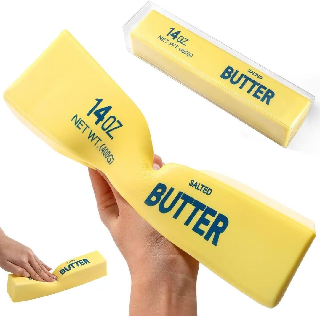 Big Butter Squishy,Giant Squishies Butter 14 OZ,Jumbo Slow Rising Squeeze Toys,Large Soft PU Foam Fidget Toy for Anxiety & Sensory Stress Relief 8.7*1.8*1.8 Inch (Big-Yllow Butter 1Pack)