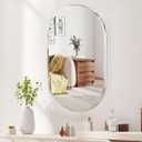 Frameless Bathroom Mirror, 26X38 inch Beveled Bathroom Mirror, | bathroom oval mirror, bedroom/wall/bathroom/makeup area/cloakroom, hung horizontally or vertically.