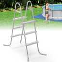 36" 3-Step Steel Frame Above Ground Swimming Pool Ladder,Heavy Duty Double Sided Removable Pool Steps,Pool Ladder Steps with Non-Slip Plastic Steps for Entry and Exit