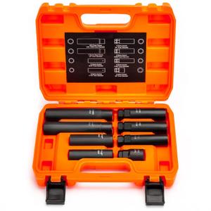 Dynofit 8Pc Lug Nuts Key Kit, Aftermarket Lug Nut Socket Easily Removing Spline and Hex Style Aftermarket Wheel Lug Nuts | 5, 6, 7, 12 Spline and Hex Key Set, Cr-V Steel