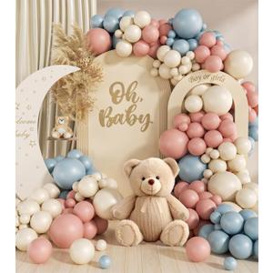 Gender Reveal Balloon Garland Arch Kit, 130pcs Dusty Pink and Blue Balloons Arch for Boho Neutral Theme Baby Shower Birthday Gender Reveal Decoration