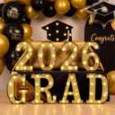 2026 Graduation Decorations 8.6 Inch Gold Glitter Light up Sign 'grad 2026' - Graduation Party Decor for Kindergarten Preschool High School College