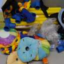 Dewonch Puppy Play Gym with 8 Hanging Toys, Small Dogs Indoor Jungle Gym, PVC Frame with Bungee Straps Enrichment Activity Center