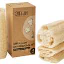 Chill Ah Natural Loofah Sponge Set  100% Plant-Based, Dye-Free, Biodegradable Bath Exfoliator for Glowing Skin  Handcrafted in Vietnam (4-Pack)