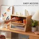GHWIE Double Layer Bamboo Bread Box for Kitchen Counter,Large Capacity Bread Storage Bin,Bread Container with Acrylic Wavy Door Panel (Natural, Medium)