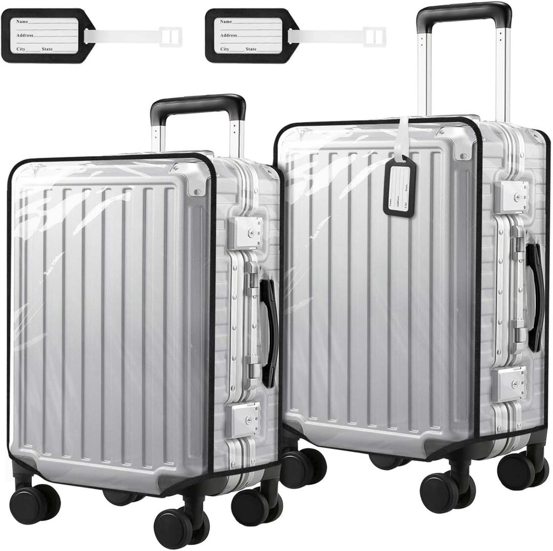 2 Pack 30 Inch Clear PVC Suitcase Luggage Cover Protectors for Wheeled Luggage