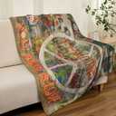 Rectangle Peace Sign Graffiti All You Need is Love Fleece Throw Blanket for Couch Chair Bed Women Men - Lightweight Plush Fuzzy Cozy Soft Blankets and Throws for Sofa Travel Camping, 50x40 inches