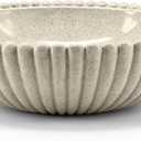 Large Resin Decorative Bowl 12 Inch, Fruit Bowl Sandstone Ruffle Key Bowl for Coffee Table Shallow Centerpiece Bowl Catch All Bowl for Kitchen Counter, Entryway, Living Room