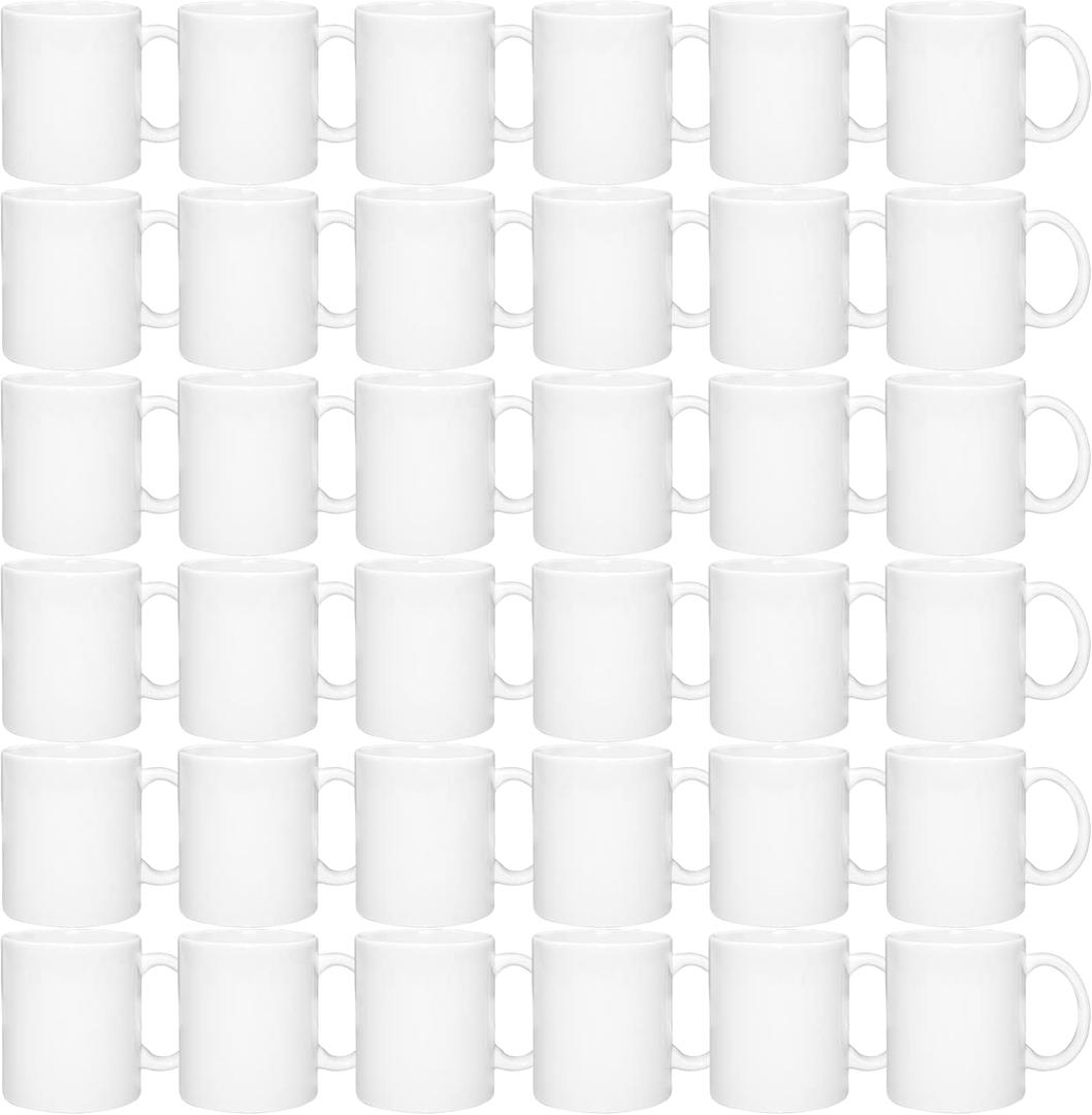 MR.R Set of 36 Sublimation Blanks Dishwasher White Ceramic Coffee Mugs 11oz Blank Ceramic Classic Drinking Cup Mug For Milk Tea Cola Water, 9 Cm X 7 Cm