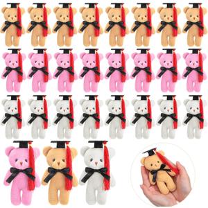 Sotiff 24 Pcs Mini Graduation Bear Plush Gift Stuffed Animal with Cap Gift for Her, for Him, Class of 2026 Graduation Present for College High School for DIY Keychain Xmas Decorations(Bright Colors)