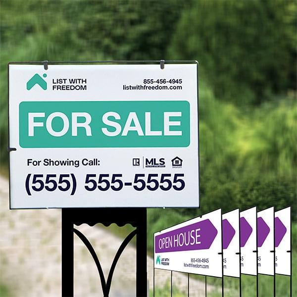 2 Pack ListWithFreedom "For Sale" and "Open House" Stands,  Sign with Stakes, For Sale  Signs for Real Estate, Yard Sign for Home House Real Estate