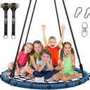 Trekassy 45 750lbs Spider Web Tree Swing for Kids Adults with Swivel, 2pcs Tree Hanging Straps, Steel Frame and Adjustable Ropes-Blue
