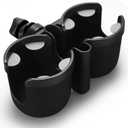 Accmor Stroller Cup Holder with Phone Holder, Bike Cup Holder, Universal Cup Holder for Uppababy Nuna Doona Strollers, 2-in-1 Cup Phone Holder for Stroller, Bike, Wheelchair, Walker, Scooter (Double Holder-Other Shape)