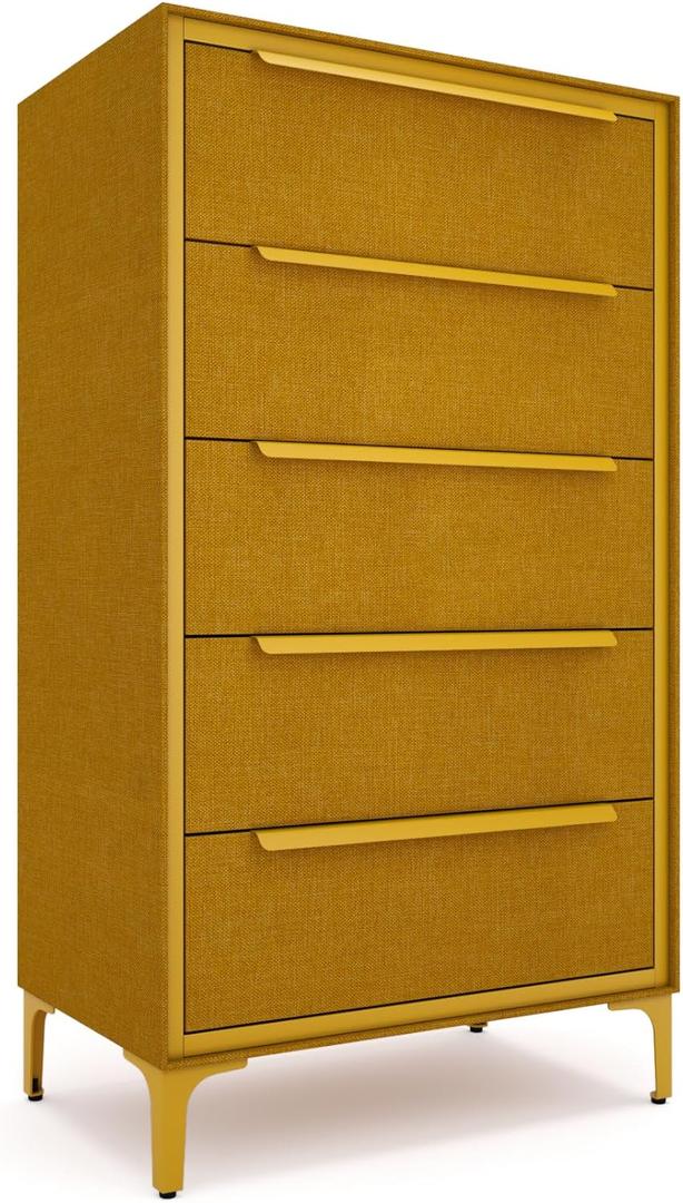 tinge Naima 5-Drawer Premium Fabric Dresser for Bedroom, Waterproof, Yellow, 14"D x 23.5"W x 41.8"H