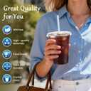 100 Pack 12oz Clear Plastic Cups with Lids and Straws, [Leak-Proof & Snug Fit] Disposable Iced Coffee Cups for Smoothies, Bubble Tea and Cold Drinks, BPA Free Crystal Clear PET Tumblers
