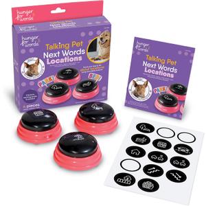 Hunger For Words Talking Pet Next Words Locations - 3 Piece Set of Recordable Speech Buttons for Dogs, Dog Buttons for Communication