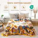 King Throw Blanket for Bed 100% Cotton Boho Soft Rustic Quilt Butterfly and Floral Double Embroidery Breathable Spring Bed Blanket,90"x108" All Season Blankets for Bedding Couch Home Decor