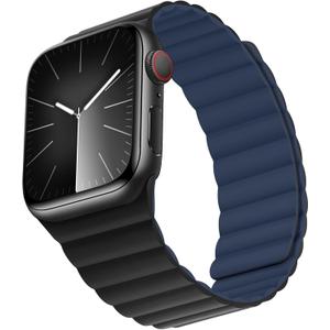 Bisikor Compatible with Apple Watch Band 49 46 45 44 42 41 40 38mm Double Sided Wearable Silicone Magnetic Strap for iWatch Ultra SE Series 11 10 9 8 7 6 5 4 3 2 1 (38/40/41/42, Black/Dark Blue)
