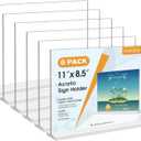 MaxGear 8.5 X 11 Acrylic Sign Holder Horizontal 6 Pack, Double Sided Display Stand, Clear Table Sign Flyer Menu Holders, Plastic Paper Stand Picture Frame for Office, Store, Restaurant