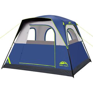 Happy Travel Tent 4 Person Tents for Camping, Tall Cabin Tent with Rainfly