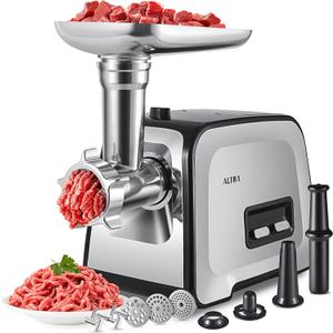 Meat Grinder, Sausage Stuffer, [2800W Max] Electric Meat Mincer with Stainless Steel Blades & 3 Grinding Plates, Sausage Maker & Kubbe Kit for Home Kitchen & Commercial Using