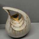 Teardrop Heart Urn for Human Ash| Cremation Urns Ashes |Urn for Human Ashes | Decorative Cremation Urn | Large | 2.5 Litre Capacity | White - Golden