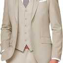 SPTALLFITJSV Beige Suit 3 Piece Men's Suit Slim Fit Groom Tuxedos for Wedding 2025 Elegant Three Piece Suits Single Breasted Classic Fit Attire Man Beige Dress Suits Size Large