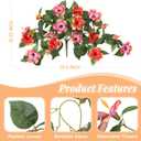 Artificial Fake Flowers for Outdoors Decoration, 2PCS Faux Hibiscus Flowers for Outside PlantersRealistic Silk Plants with UV Resistant No Fade for Home Porch Garden Balcony Yard Decor (Orange Pink)