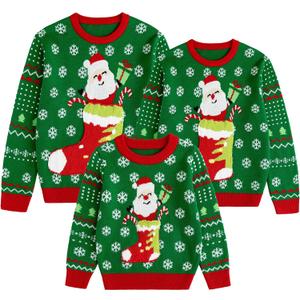 Simplee kids Family Matching Christmas Sweaters Xmas Print Ugly Funny Jumper Holiday Pullover Tops (Green)