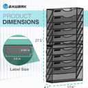 Gawerk 11-Tier Wall File Organizer Hanging Wall File Holder Wall Mount Paper Folder Organize, Mesh Magazine Document Mail Organizer Wall Organizer for Office School Home, Black