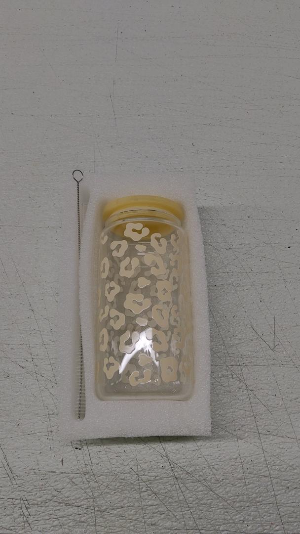 Leopard Print Beer Can Glass Yellow - 16oz Glass Cup