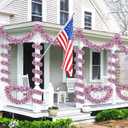 50FT 4th of July Patriotic Tinsel Garland Decorations, Red White and Blue Tinsel with Flag Metallic Glitter Hanging Garland for Memorial Day 4th of July Independence Day Indoor Outdoor Decor
