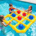 Tic-Tac-Toe Pool Toys Game Set, Giant Inflatable Floating Board Set with 10 Balls, Pool Toys Party Game for Kids Adults Teens, Summer Water Party Backyard Beach Yard Field Day Outdoor Activities