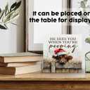 4 x Christmas Highland Cow Bathroom Decor Sign - Farmhouse Western Christmas Animal Bathroom Decor,Rustic Farm Animal He Sees You When You're Pooping Signs,Highland Cow Gifts for Women, 8x8 Inch Home