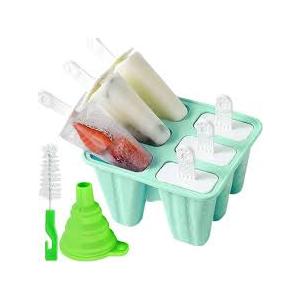 Pack Of 4 Popsicle MoldÔºåPopsicle Maker Popsicle Molds 6 Pieces Silicone Ice Pop Molds BPA Free Popsicle Mold Reusable Easy Release Ice Pop Make (Green)