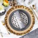 13" Antique Gold Charger Plates, Set of 6 Plastic Textured Chargers for Dinner Plates with Embossed Rim, Table Dcor, Party, Wedding, Holiday