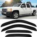 Tape on Side Window Deflectors Rain Guards Vent Sun Shades Window Visors for 2007-2013 Chevy Silverado & GMC Sierra 1500 2500HD 3500HD Crew Cab, 07-14 Yukon XL/Suburban/Avalanche, Smoke 94515